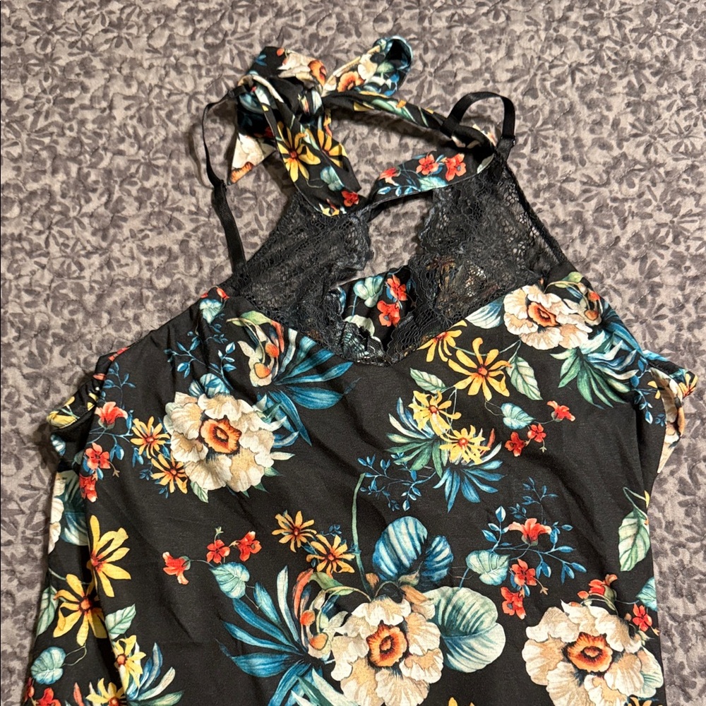 Floral black nighty.